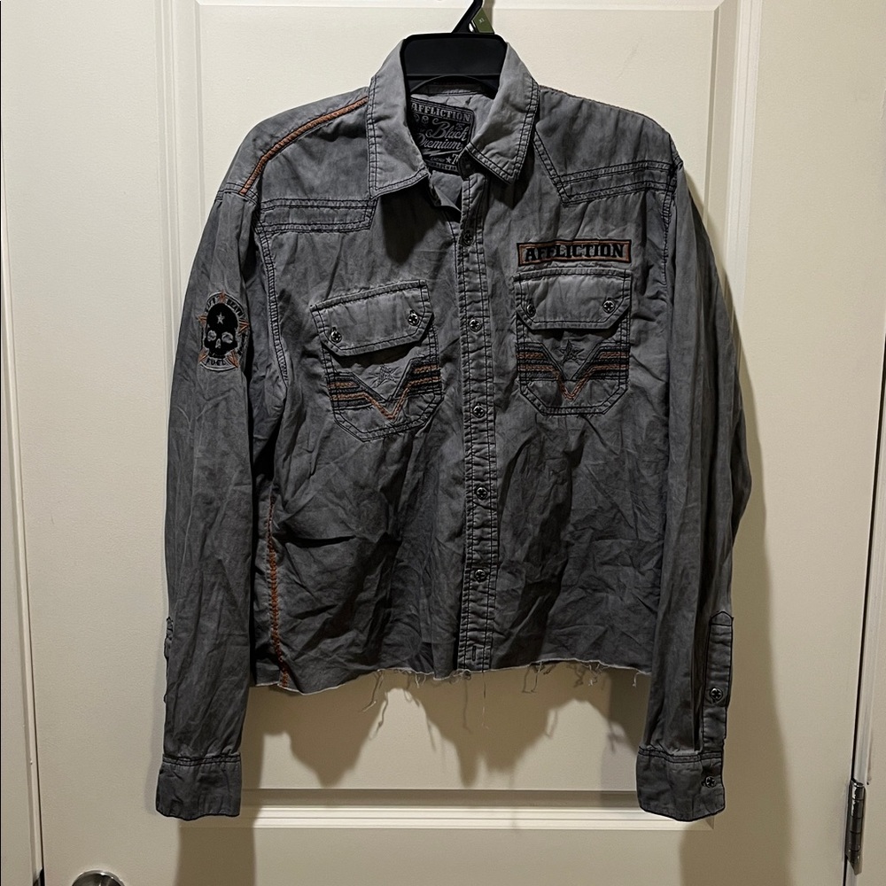 Affliction cropped Jacket with Embroidery